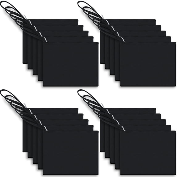 Aspire 20-Pack Wristlet Canvas Makeup Bag with Lining, Black DIY Craft Zipper Bag, 10-3/4 x 8 Inch