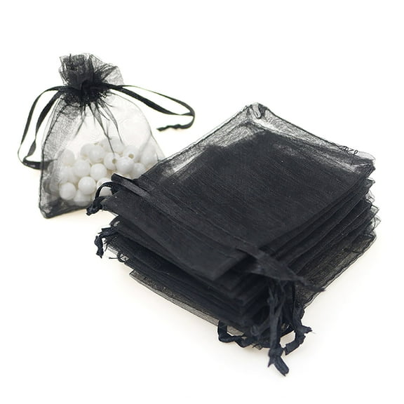 Aspire 200 Pieces Organza Drawstring Pouch Bags, 3 1/2 x 4 3/4 Inch Gift Bag / Party Favor Bag-Black