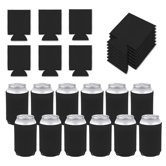 Aspire 25 Pcs Neoprene Blank Can Cooler Sleeves, 12-16oz Sublimation Soft Reusable Regular Beverage Can Sleeves - Black