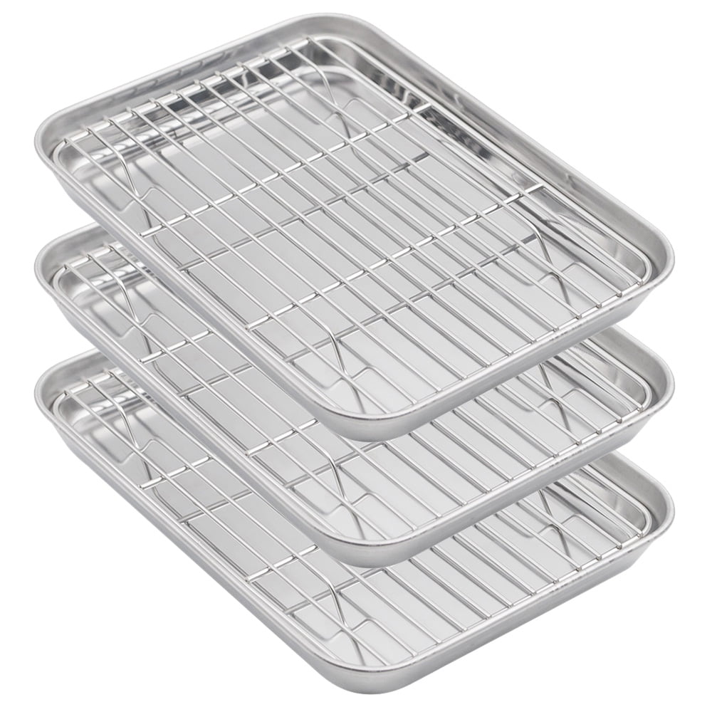 Aspire Baking Sheets and Racks Set, Stainless Steel Oven and Dishwasher Safe Wire Rack, Easy Clean-S 3 Pcs