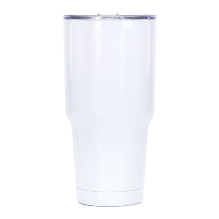 Aspire 30 Oz. Stainless Steel Tumbler, Double Walled Insulated Travel Cup with Resistant Lid, Keep Cold or Hot for Hours-White