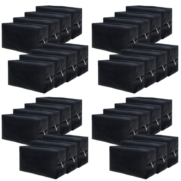 Aspire 30-Pack Canvas Cosmetic Makeup Bag, Portable Travel Storage Bag Case (7 x 4 x 3 Inch, Black)
