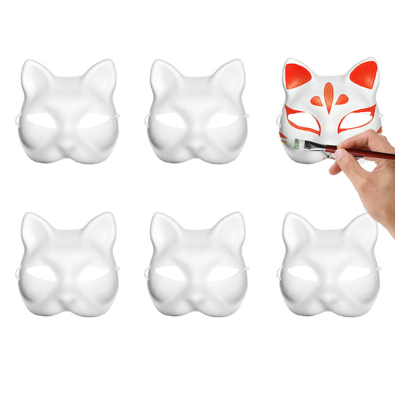  ARTIBETTER Paper Mache DIY Cat Masks White Paper Face Blank  Hand Painted Design for Dance Party Festival Performance- 5 Pcs White Mask  Costume : Arts, Crafts & Sewing