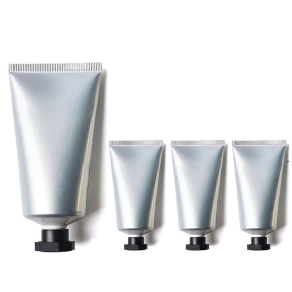 Aspire 4 Pack 1.7 oz/50 ml Silver Aluminum Frosted Cosmetic Soft Tubes with Twist Cap Cream Packaging