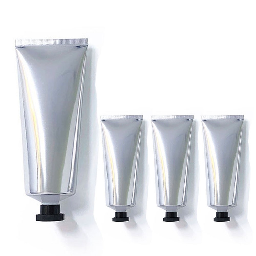 Aspire 4 Pack 3.4 oz/100 ml Silver Aluminum Cosmetic Soft Tubes with Twist Cap Cream Packaging