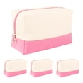thumbnail image 1 of Aspire 4 Pack Cotton Canvas Makeup Bag with Contrasting Bottom Multi-Purpose Cosmetic Bag with Zipper Blank DIY Craft Bag-Natural / Pink, 1 of 7