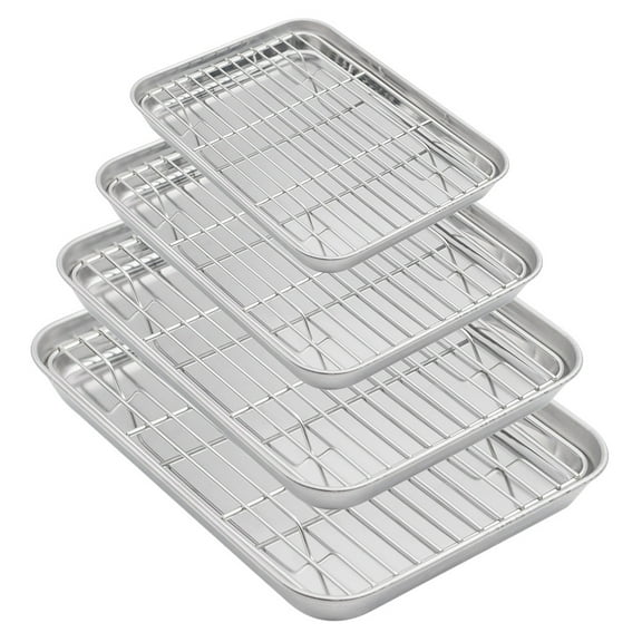 Aspire 4 Pcs Different Sizes Stainless Steel Baking Sheets and Racks Set
