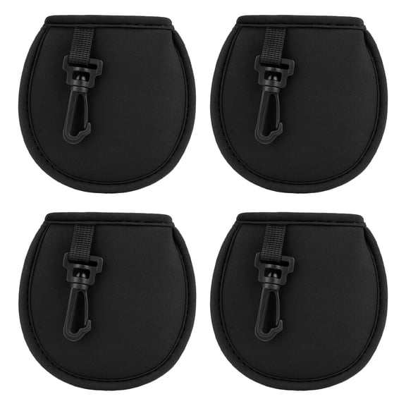 Aspire 4 Pcs Portable Pocket Golf Ball Washers, Neoprene Golf Ball Cleaner Pouch with Hanging Clip for Women Men - Black