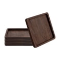 thumbnail image 1 of Aspire 4 Pcs Wood Coasters for Drinks, Grooved Walnut Coaster Set for Coffee Table, Office, Bar, Tabletop Protection - Square, 1 of 7