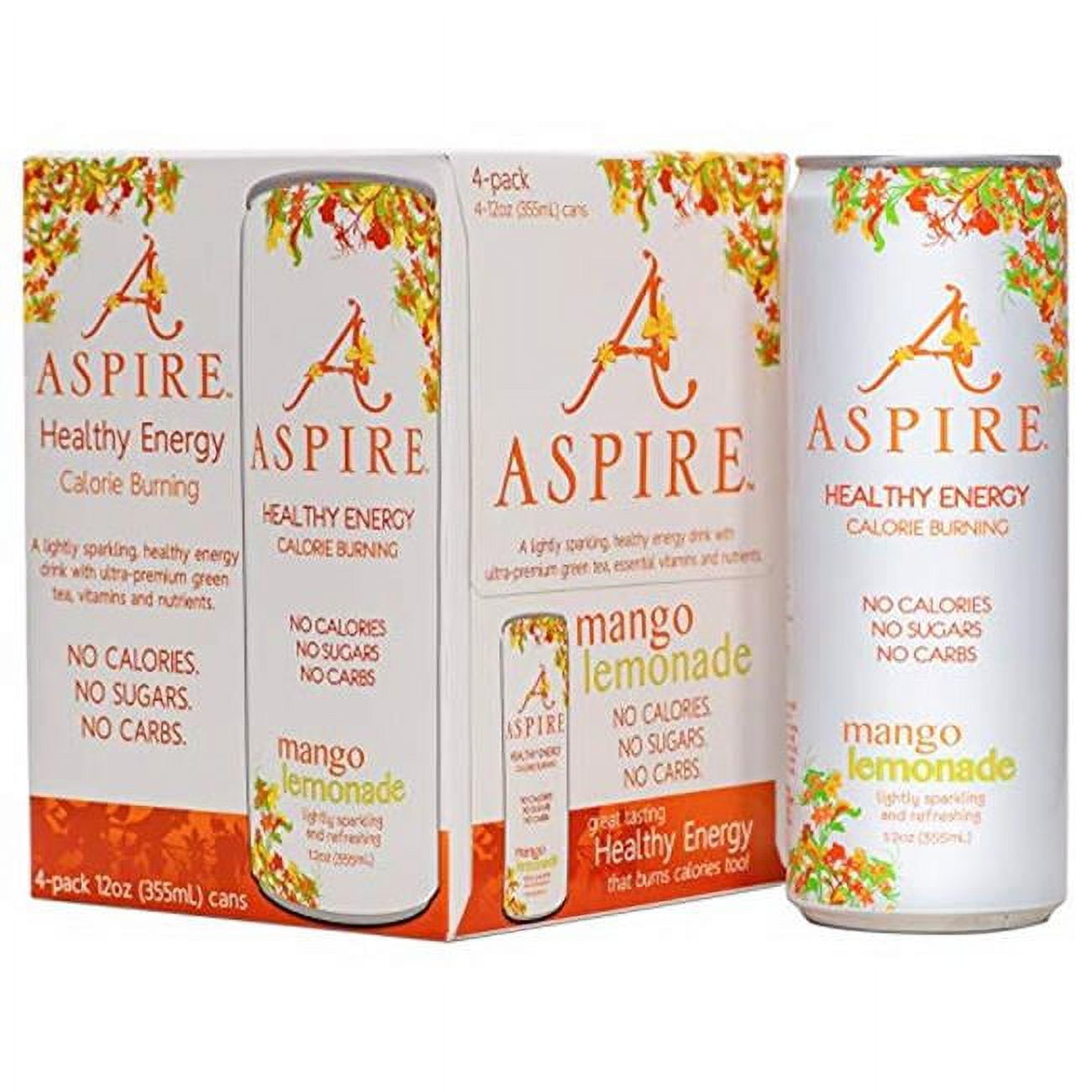 Aspire 48 fl oz Mango Lemonade Energy Drink, 4 Per Pack Pack of 6