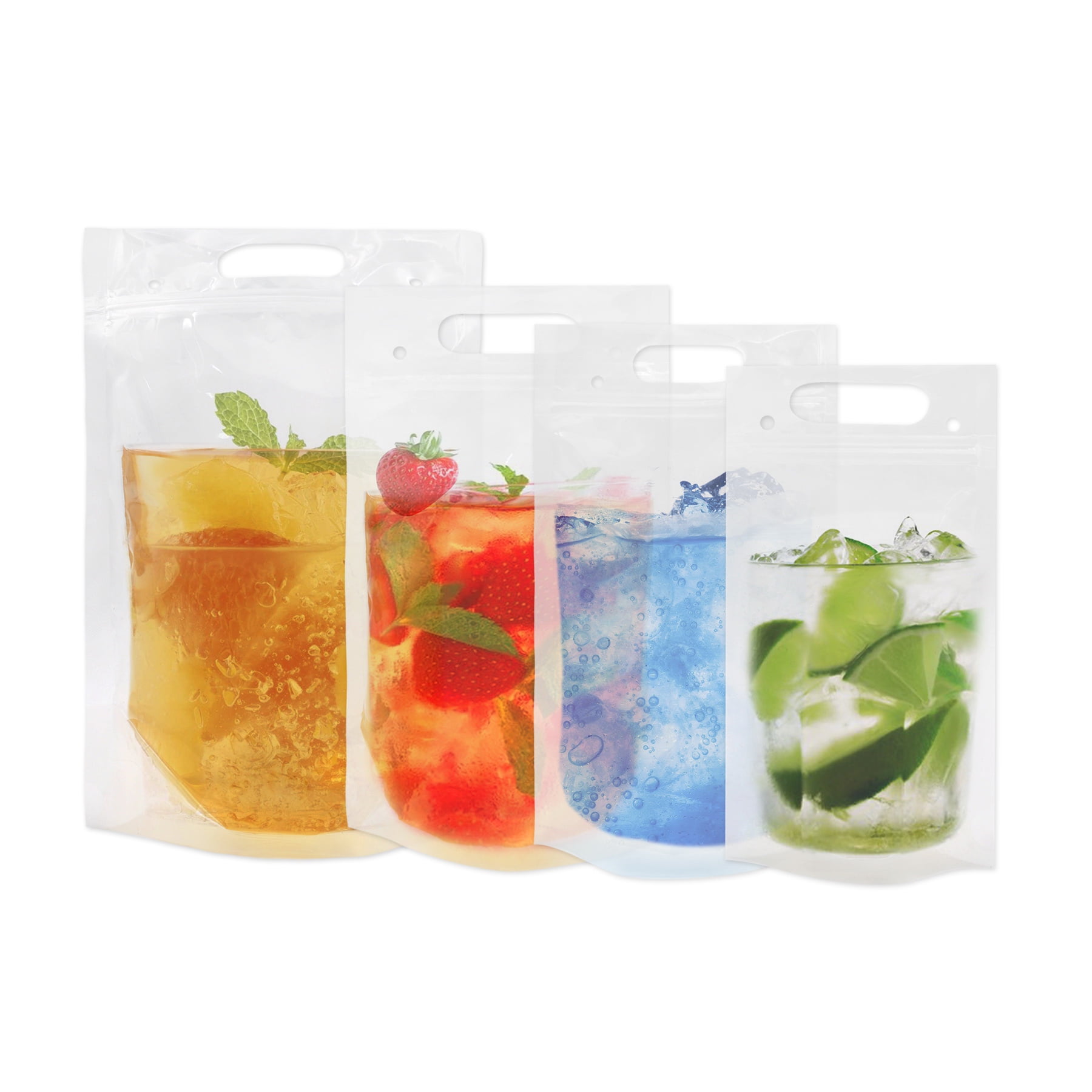 100Pcs Reusable Drink Pouches Clear Drink Bags with Disposable Plastic  Straws Smoothie Bags Juice Bags Reclosable Double Zipper Handheld  Translucent