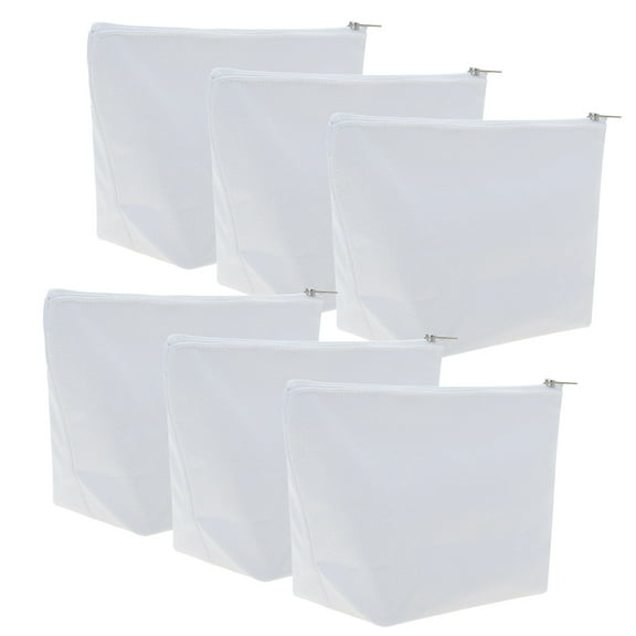 Aspire 6-Pack Blank DIY Craft Bag, White Cotton Makeup Bag with Bottom, 9-1/2 x 5-1/2 x 3 Inches Bridesmaid Gift