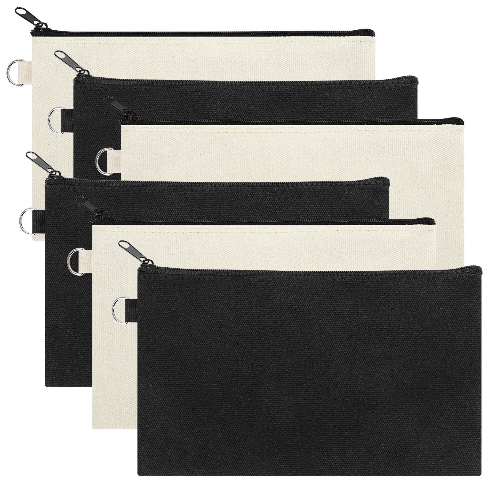 Aspire 6-Pack Large DIY Canvas Bags with Zipper, 11 3/4 x 9 1/2 Inch Letter  Size / A4 Document Bag