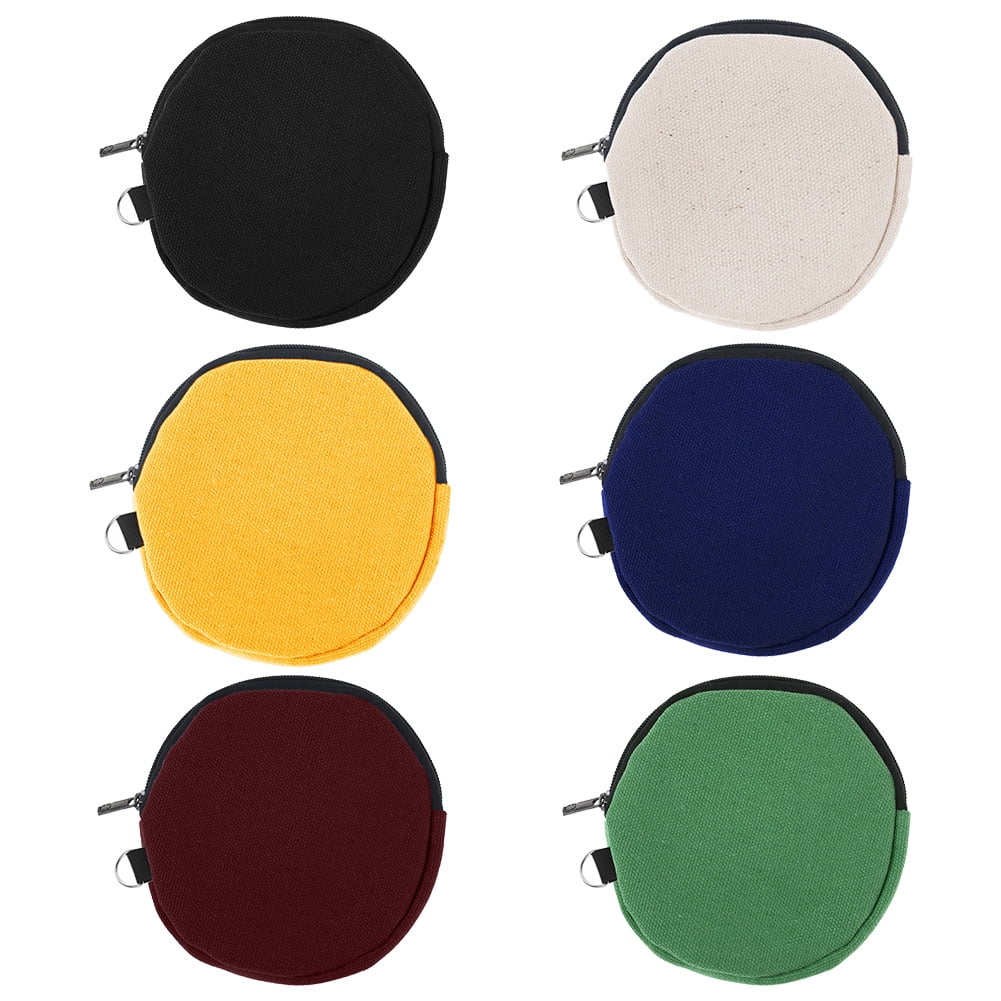 Aspire 6-Pack Circle Coin Purse with Metal Ring, Cotton Canvas