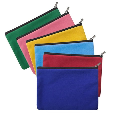 Aspire 6-Pack Multi-Purpose Cotton Canvas Bags, 7 x 5 Inch DIY Craft Pouches (6 Colors)