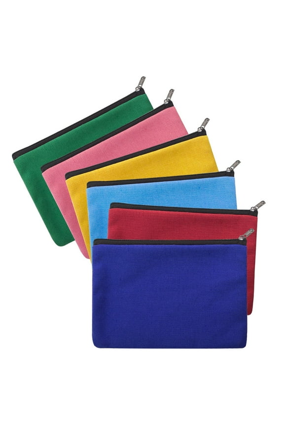 6-Pack Multi-Purpose Cotton Canvas Bags, 7 x 5 Inch DIY Craft Pouches (6 Colors)