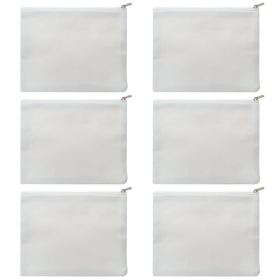 Aspire 6-Pack White Cosmetics Bag with Zipper, Multi-Purpose Travel Toiletry Bag, 8 x 6 Inch