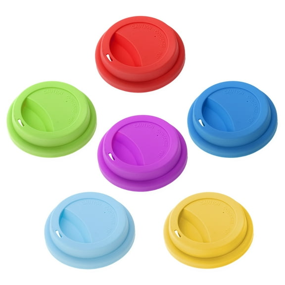 Aspire 6 Pcs Silicone Drinking Lid Cup Lids, Reusable Coffee Cup Covers / Lids - ASSORTED