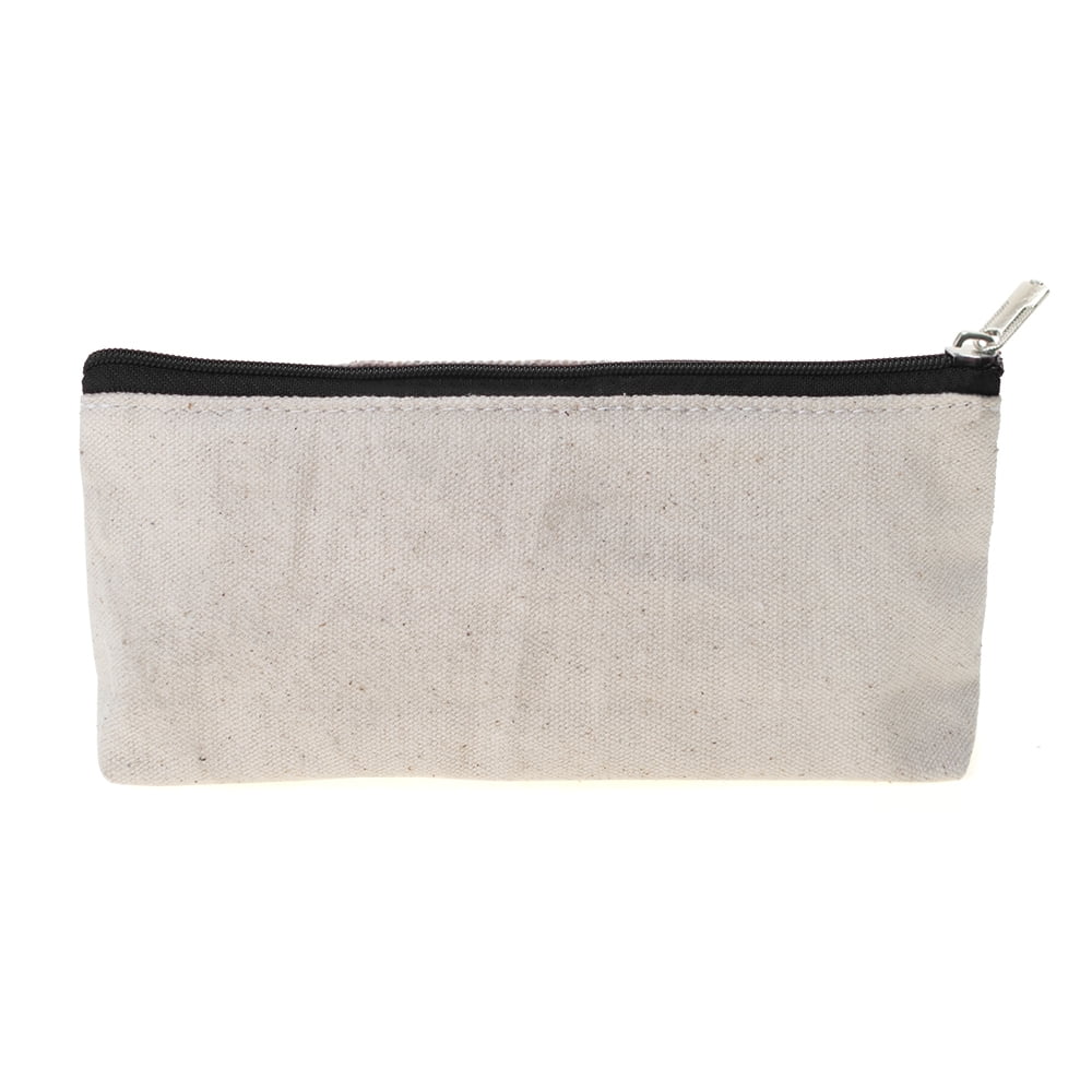 Aspire 60-Pack 12oz Canvas Pencil Zipper Bags, 7" by 3 1/8" with 1 1/2" Bottom - Natural with Black Zipper