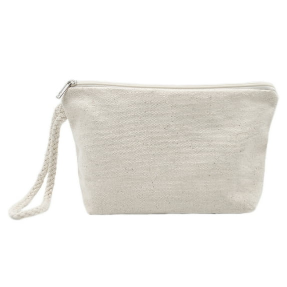 Aspire 60-Pack Cotton Canvas Makeup Bag Wristlet, 7 1/2" x 4 1/4" x 2" - Natural