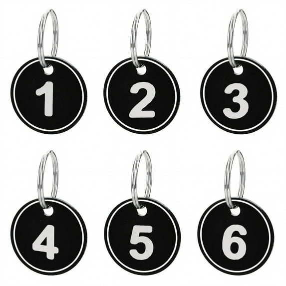 Aspire ABS Number ID Tags Keychains, Numbered Key Rings, Metal Key Tag Set, Pack of 50, Black 1 to 50