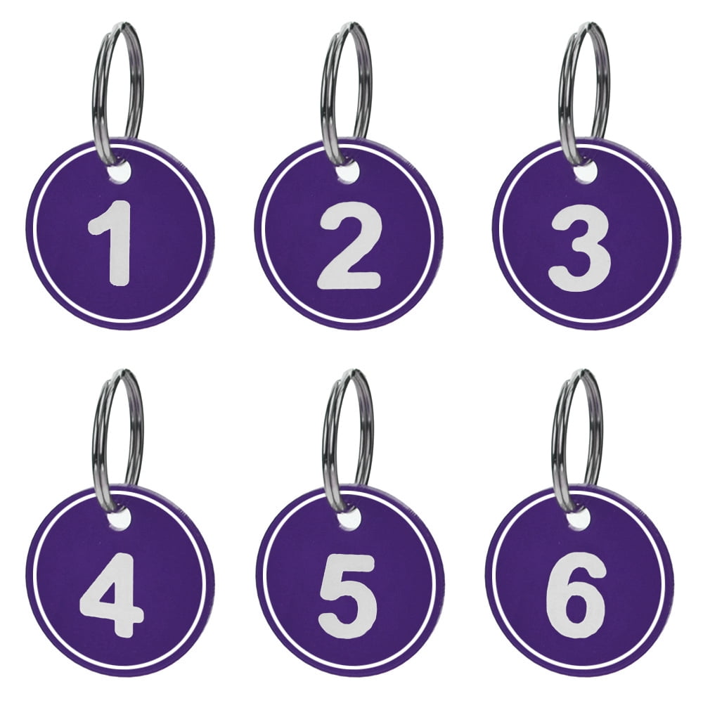 Aspire ABS Number ID Tags Keychains, Numbered Key Rings, Metal Key Tag Set, Pack of 50, Purple 1 to 50