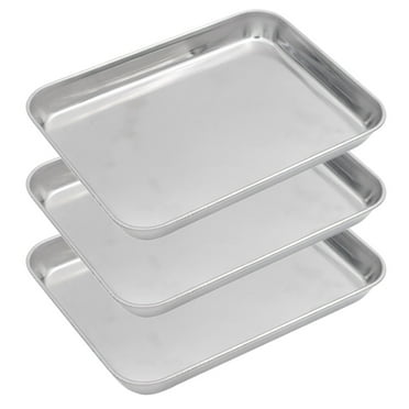 Aspire Baking Sheet Set, 304 Stainless Steel Cookie Sheet Set Toaster Oven Tray Pan Rectangle Size, 9.5 Inch X 7 Inch X 1 Inch 3 Pcs