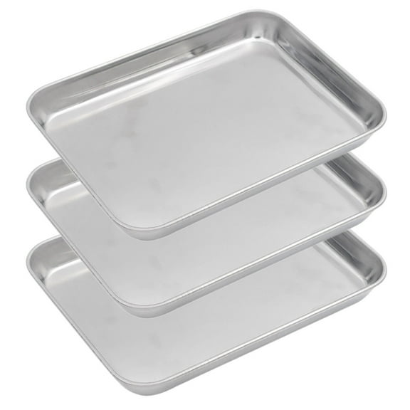 Aspire Baking Sheet Set, 304 Stainless Steel Cookie Sheet Set Toaster Oven Tray Pan Rectangle Size-S 3 Pcs