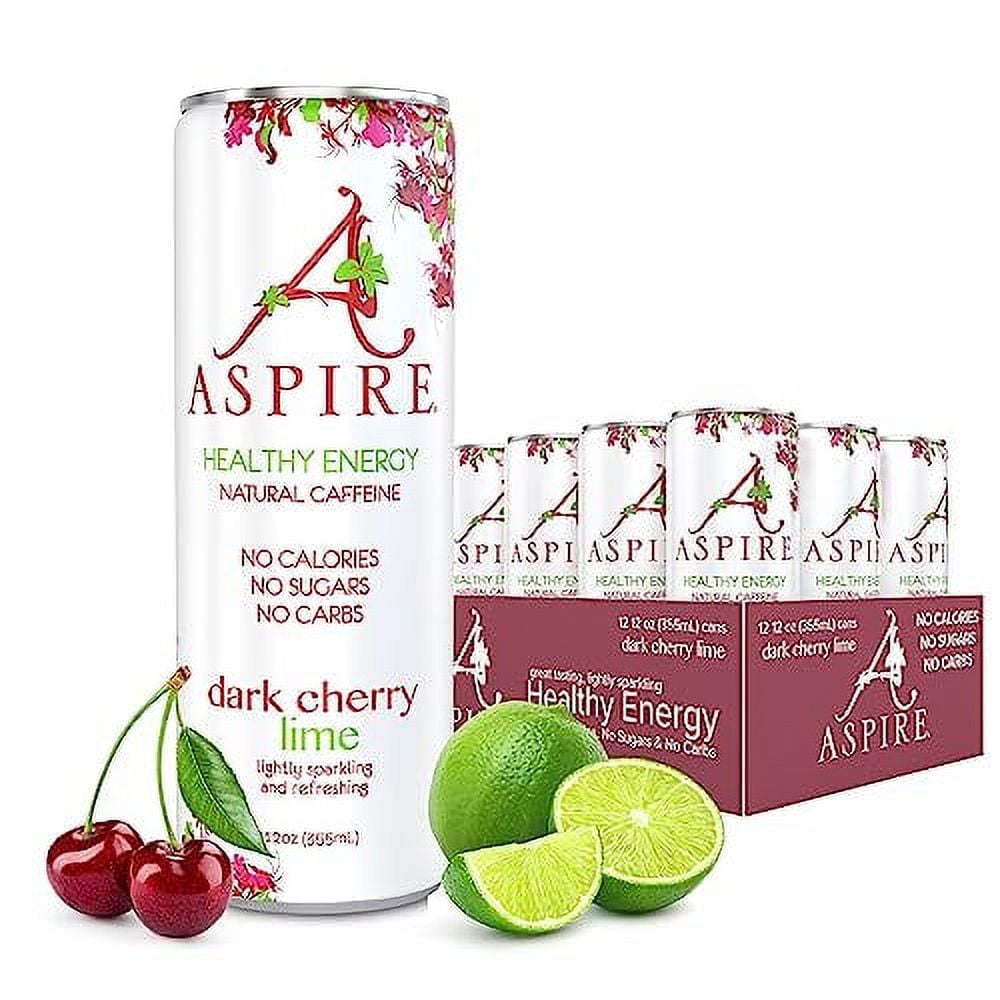 Aspire Dark Cherry Lime, Healthy Energy Drink, Natural Caffeine from