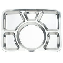 Aspire Divided Dinner Tray Stainless Steel, Snack Serving Plate with 6 Compartments-6 Sections