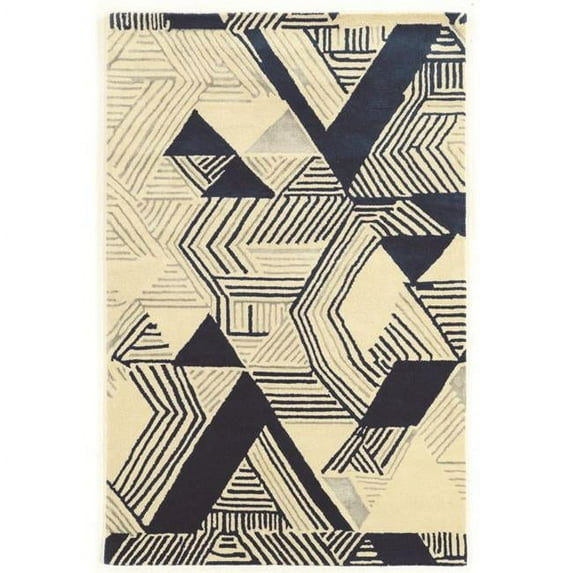 Aspire Hatch Rug - Ivory & Navy - 2 x 3 ft.