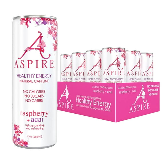 Aspire Healthy Energy Drink With Natural Caffeine - No Calories, Sugar And Carbs | Vitamins B, C, & Biotin | No Preservatives, Gluten Free | Suitable For Vegan, Kosher, Keto-Friendly |12 Oz Can,
