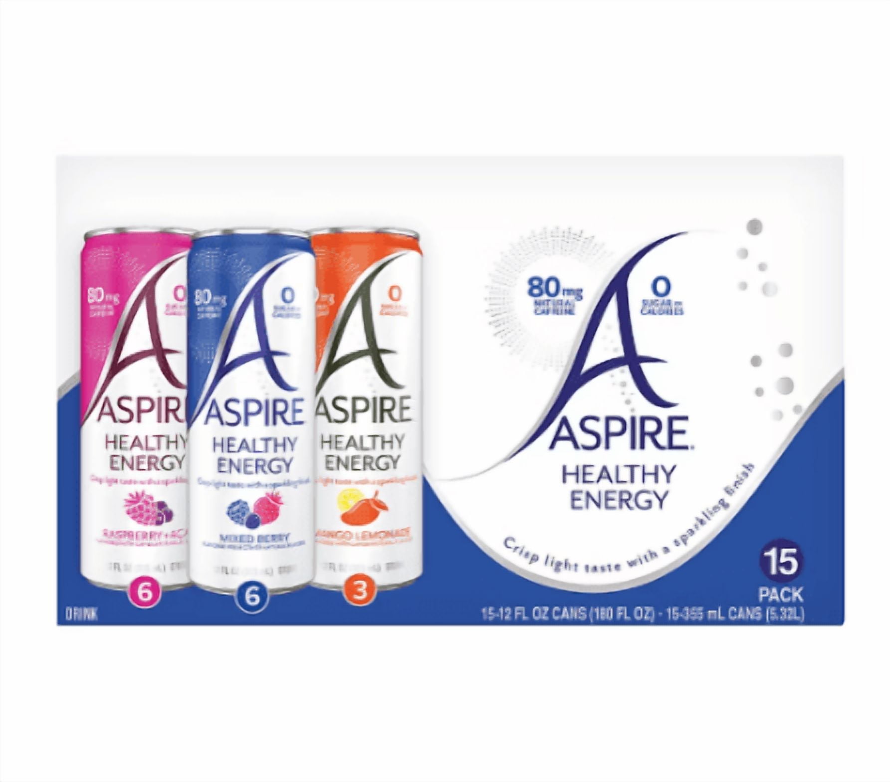 Aspire Healthy Energy Drink Variety Pack, 15 pk./12 fl. oz.