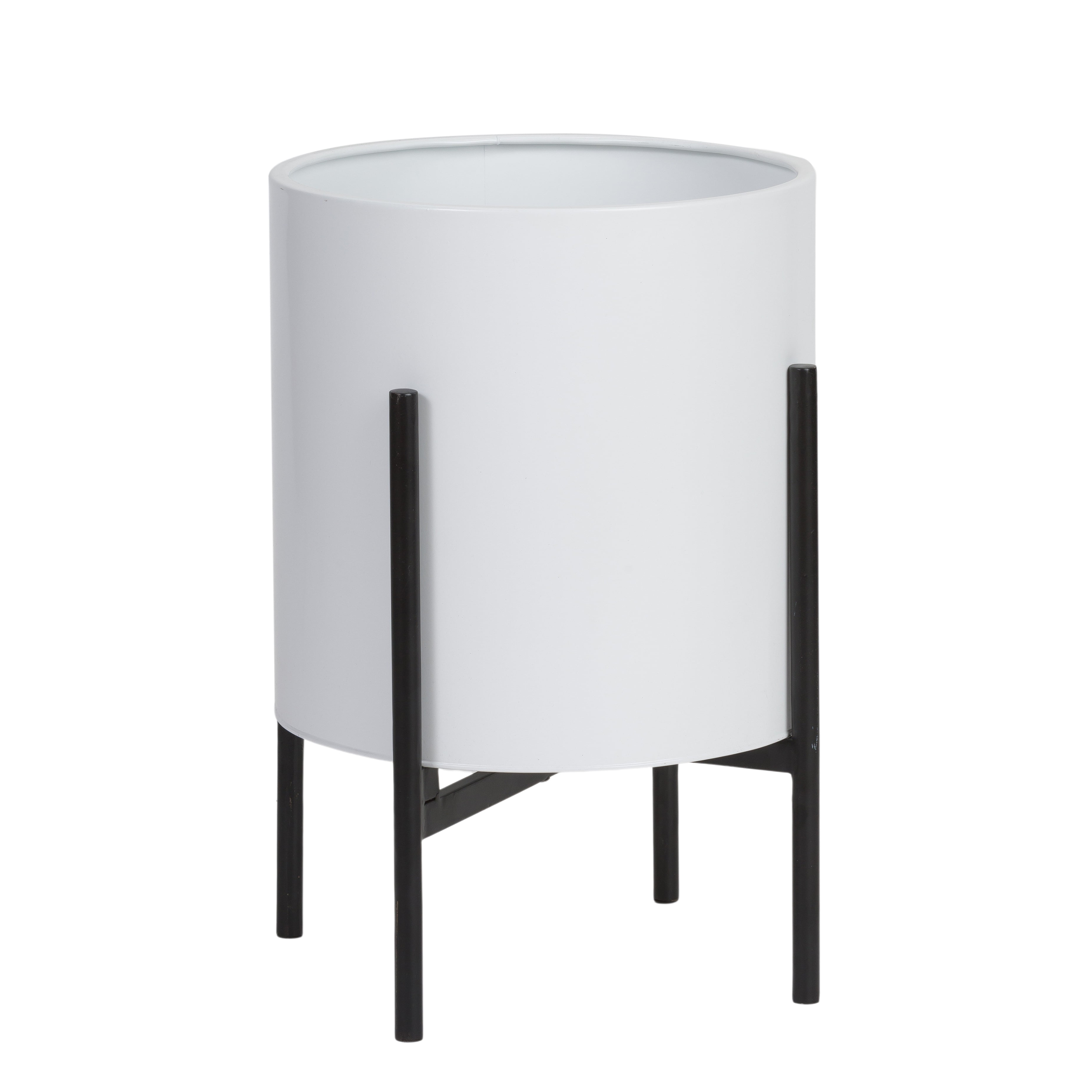 Aspire Home Accents 18" H x 13.75" W Round White Metal Pot Planter with 4-Leg