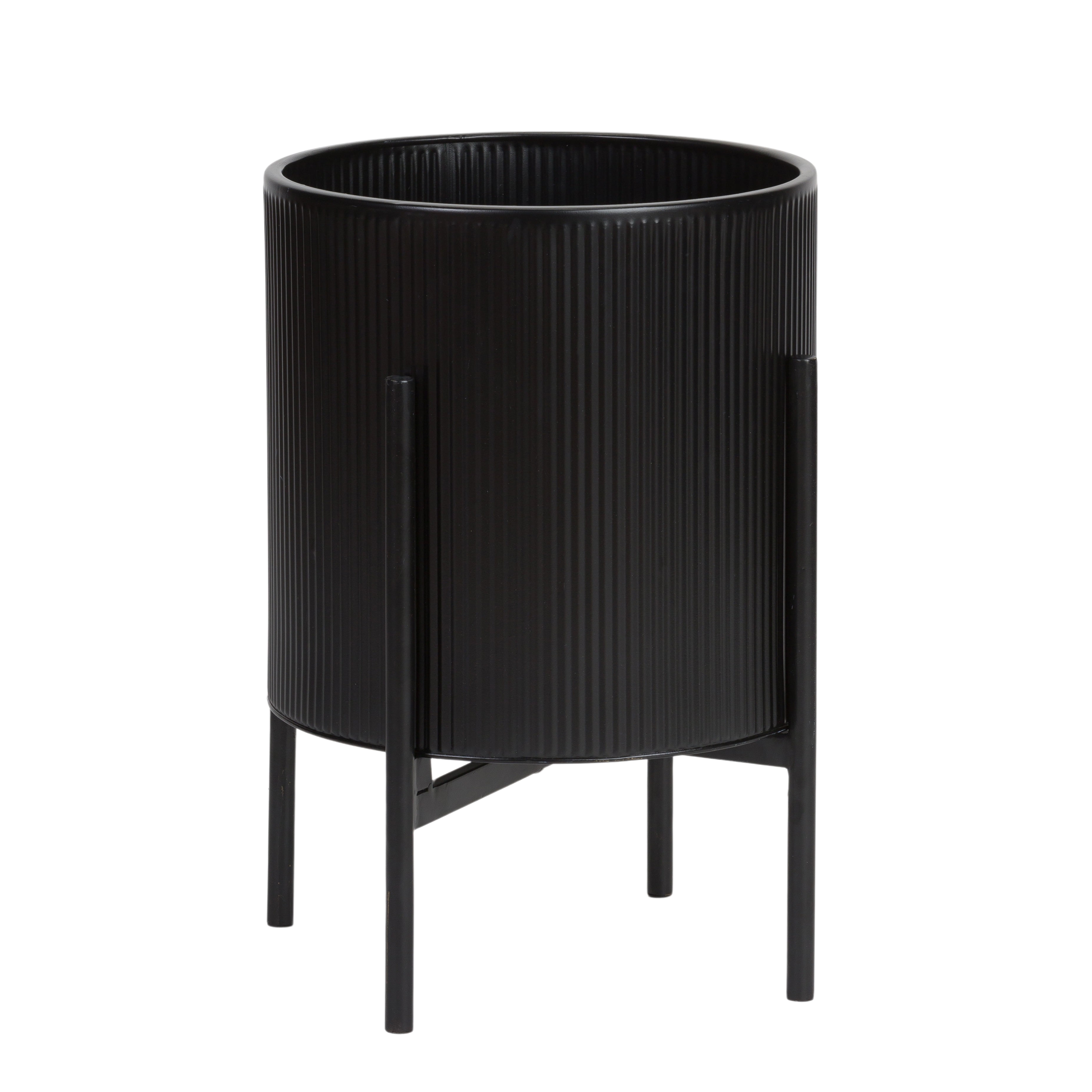 Aspire Home Accents 18" x 13.75" Round Black Metal Plant Pot