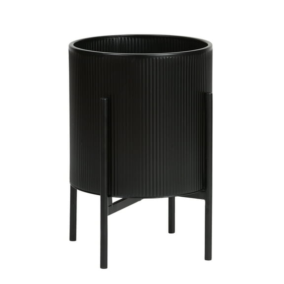 Aspire Home Accents 18" x 13.75" Round Black Metal Plant Pot