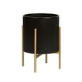 thumbnail image 1 of Aspire Home Accents 18” x 13.75” Round Black Metal Planter with 4-Leg Base, 1 of 5