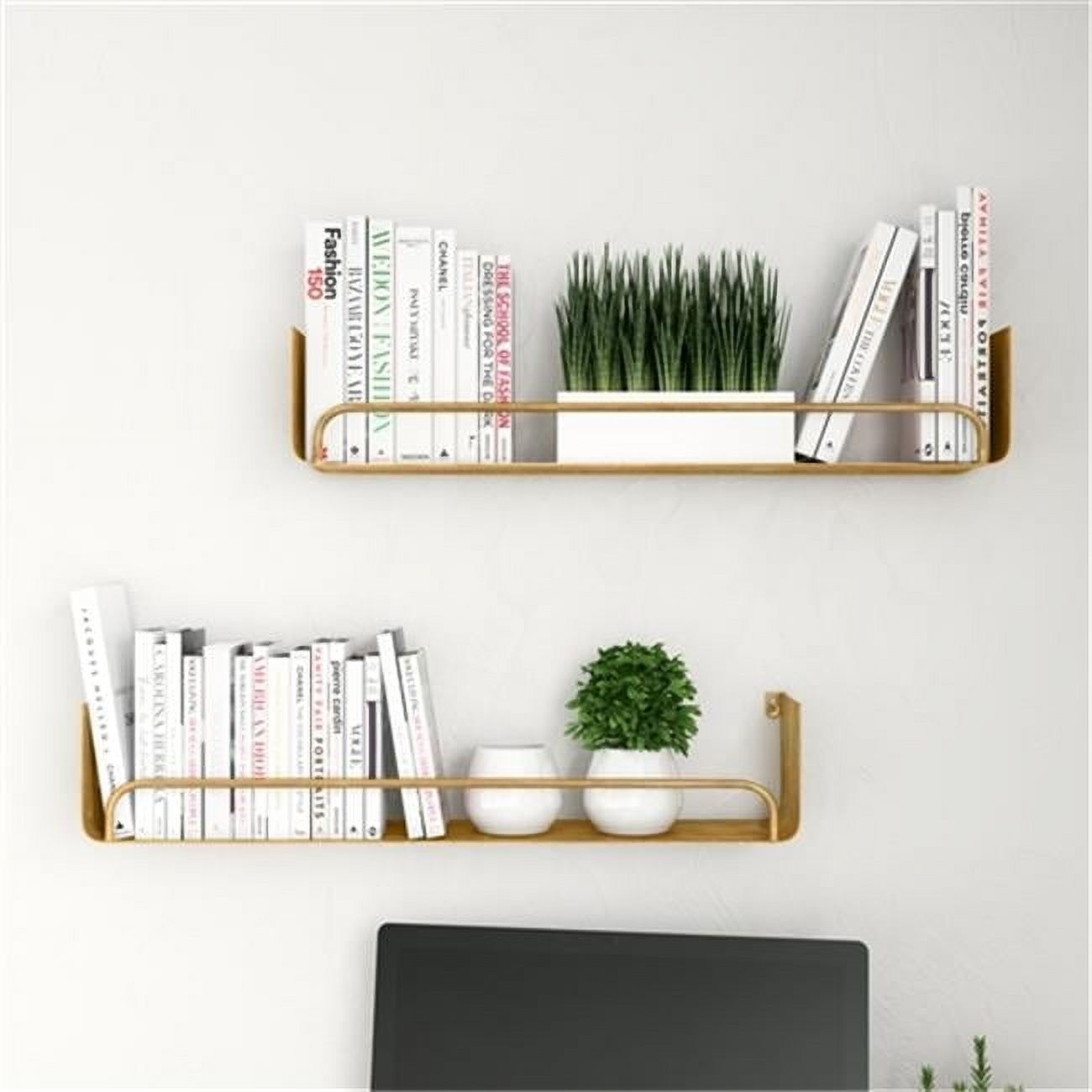 Aspire Home Accents 7326 Syler Modern Wall Shelf, Brown - Set of 2