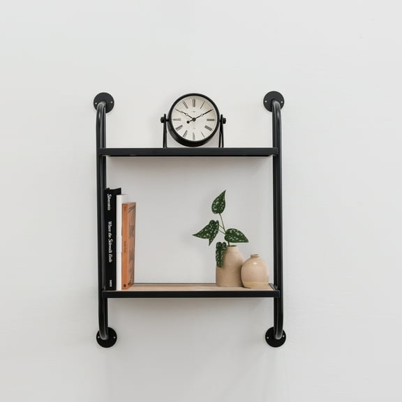 Aspire Home Accents 8 in x 18 in 2-Tier Distressed Floating Shelf