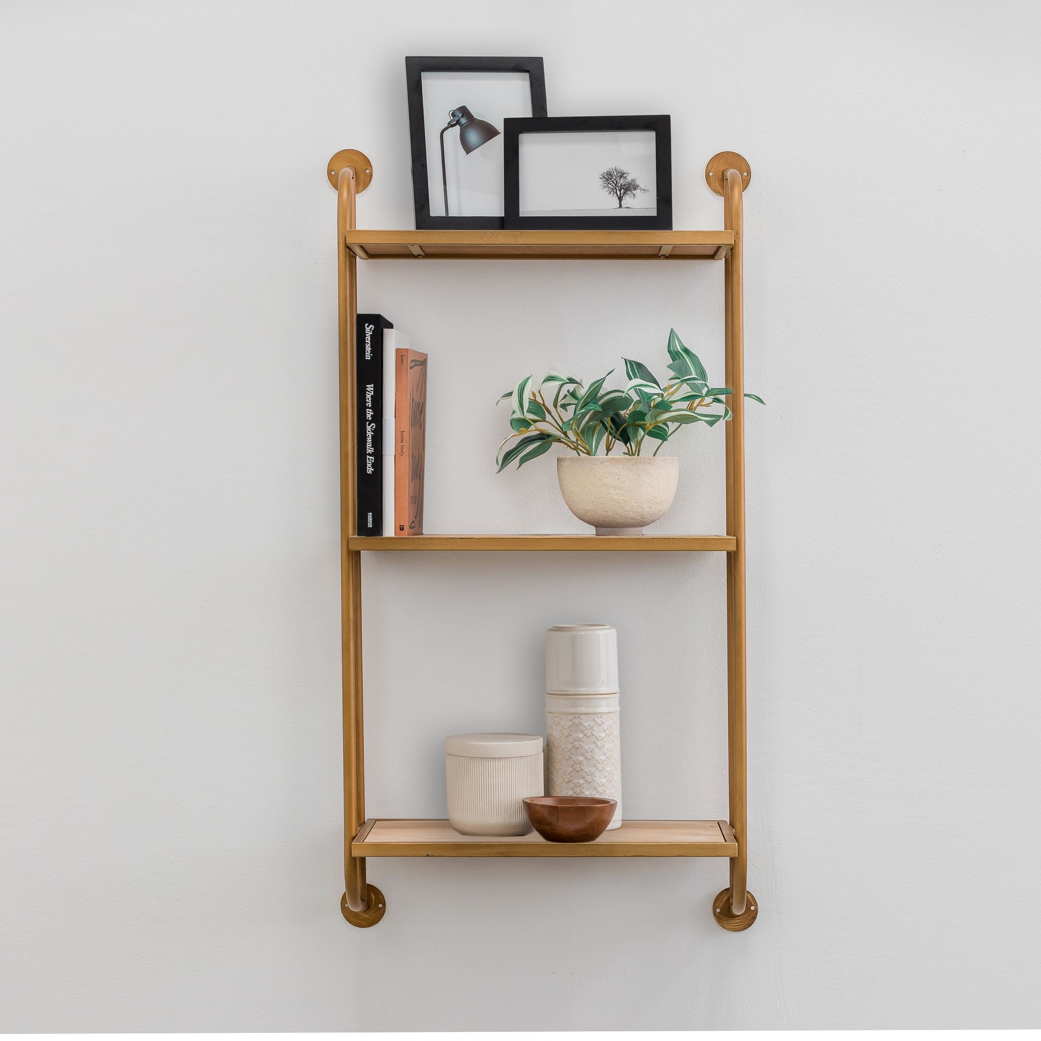 Aspire Home Accents 8 in x 18 in 3-Tier Distressed Floating Shelf