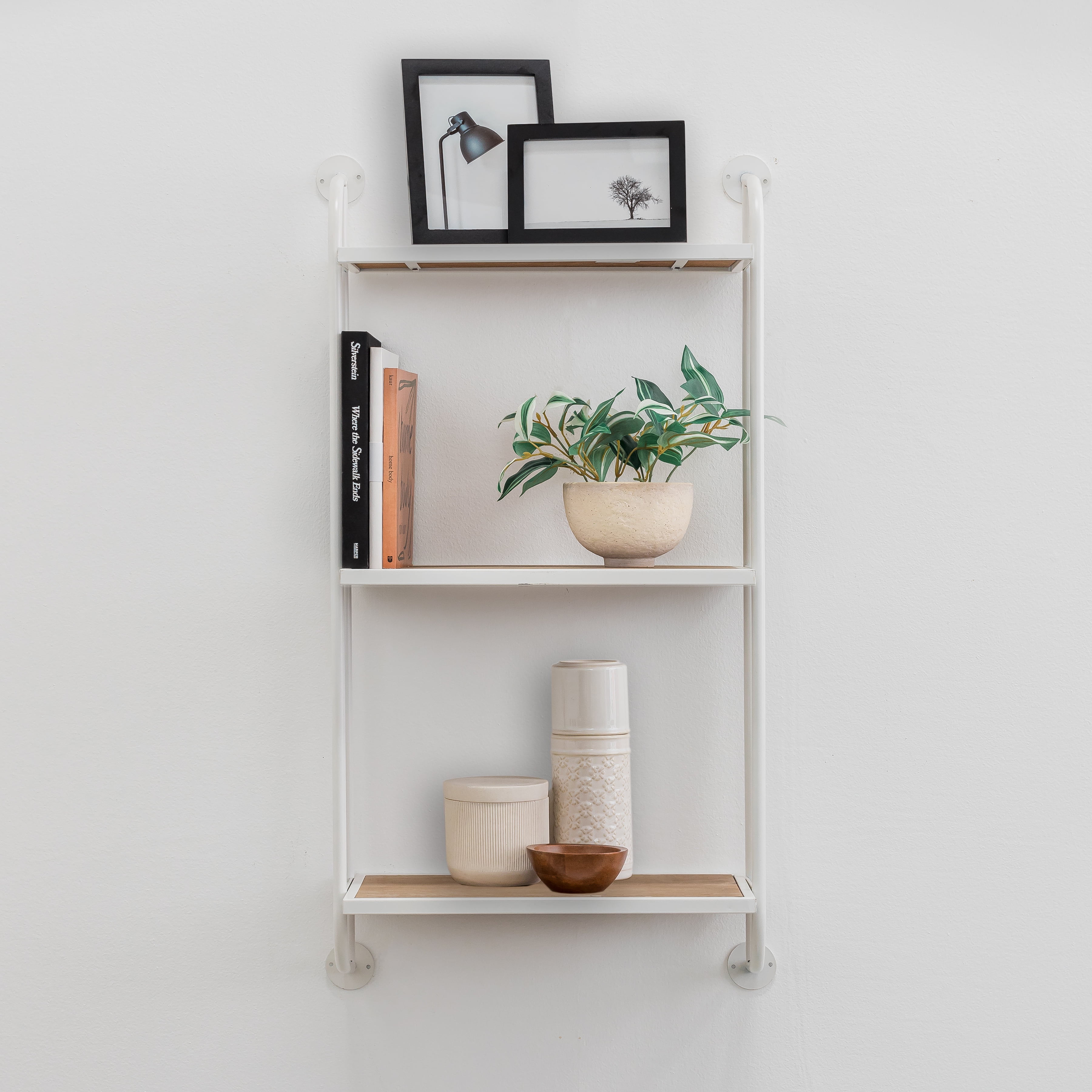 Aspire Home Accents 8 in x 18 in 3-Tier Distressed Floating Shelf