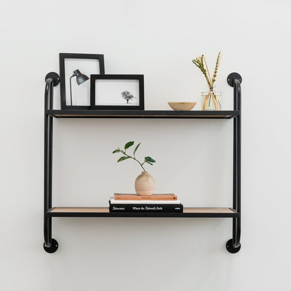 Aspire Home Accents 8 in x 26 in 2-Tier Distressed Floating Shelf