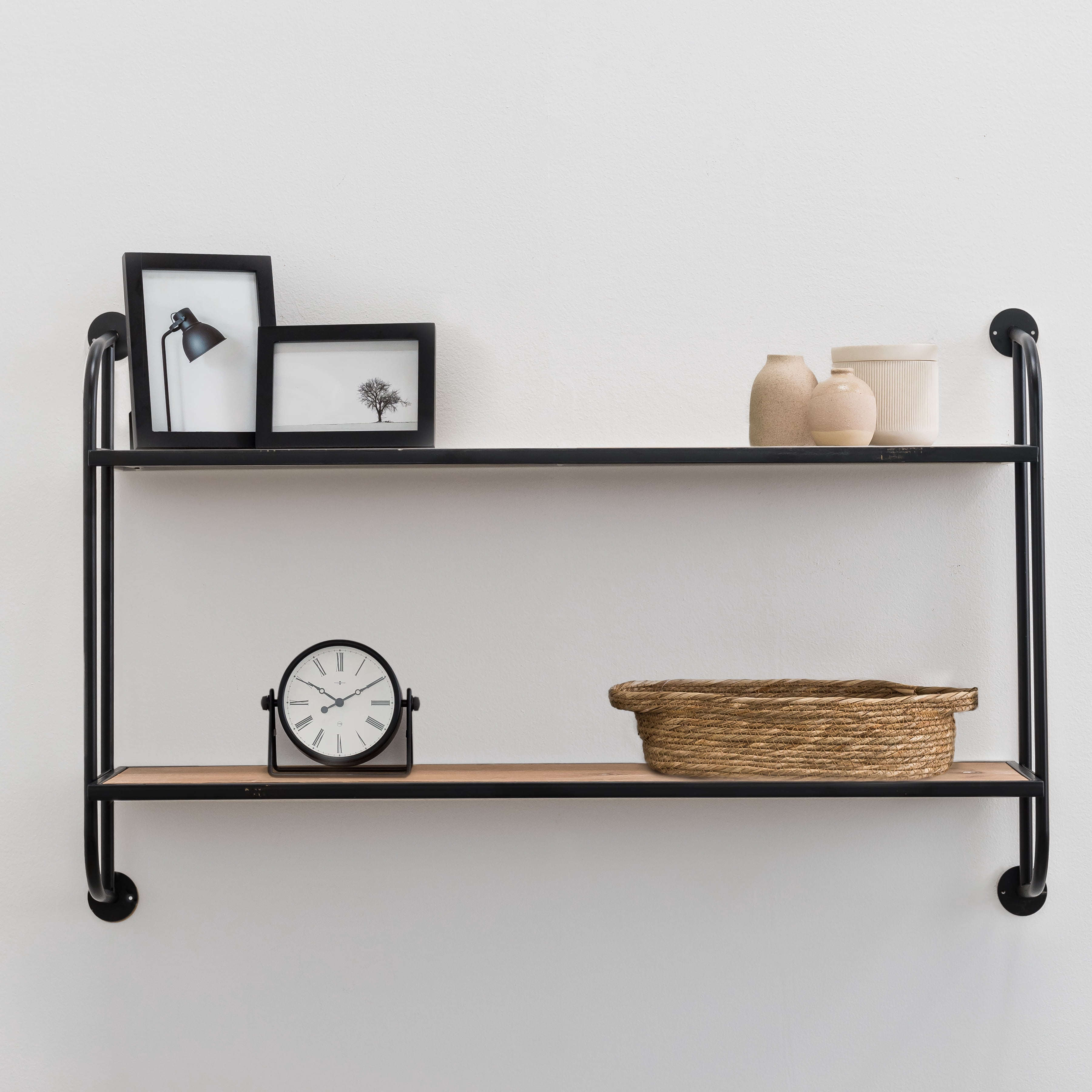 Aspire Home Accents 8 in x 38 in 2-Tier Distressed Floating Shelf