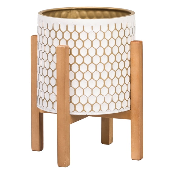 Aspire Home Accents Honeycomb 12" x 10" Round Multi-Color Metallic Mid-Century Flower Pot