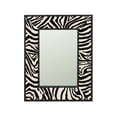thumbnail image 1 of Varnished Wood Leather Mirror 24 Inches Wide, 1 of 2