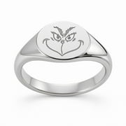 ASPIRE JEWELS -Grinch Ring, Grinch Face Round Signet Ring, Signet Ring, Engraved Ring, Grinch Jewelry, Christian Rings, Christmas Ring Gifts, Fashion Ring, Women Ring,