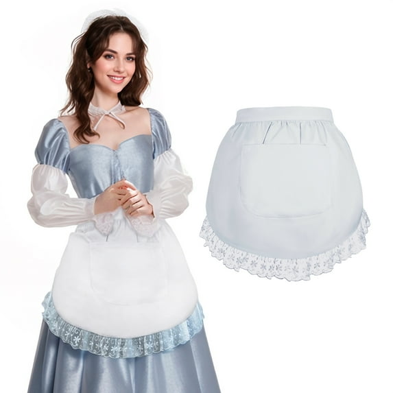 Aspire Lace Half Apron with Pocket for Adult, Christmas Cotton Cooking Apron Perfect for Cafe