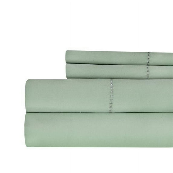 Aspire Linens HEM-500CTN-SAG-QN Hemstitch 500 Thread Count 100 Percent Cotton Sheet Set - Queen - Sage