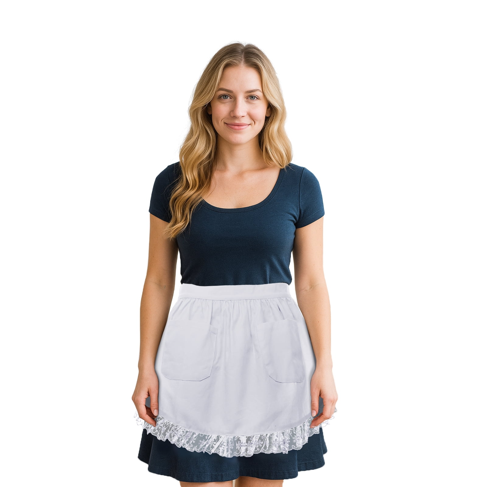 Aspire Waist Apron with Pockets, Women's Kitchen White Half Apron