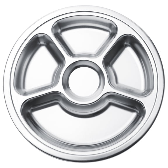 Aspire Stainless Steel Dinner Plate Round Divided Plates Camping Serving Platter-5 Sections